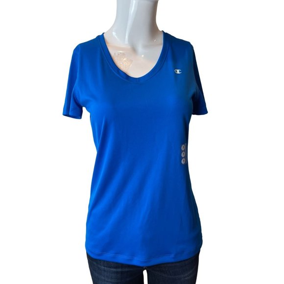 Champion Womens Performance V Neck T-Shirt Short Sleeve Pullover Blue Size Small - Picture 3 of 9